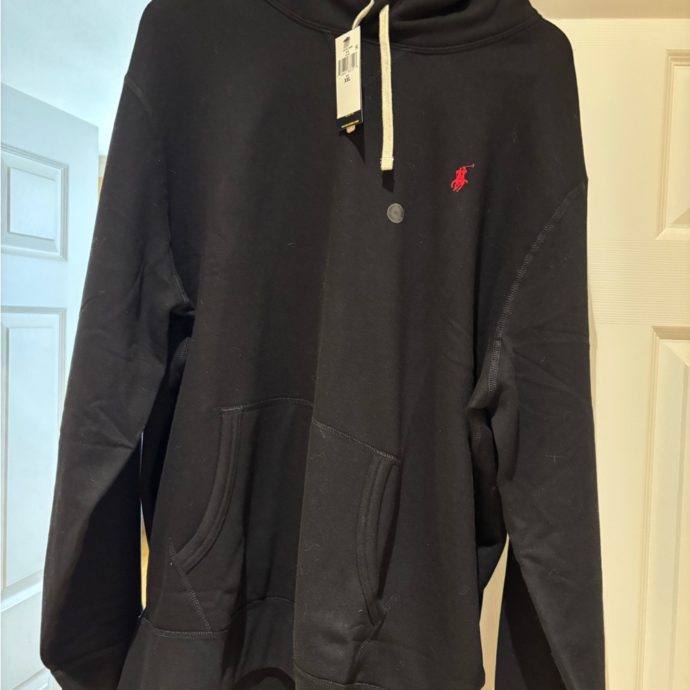 Ralph Lauren Black Hoodie with Red Pony Logo $145 retail XXL